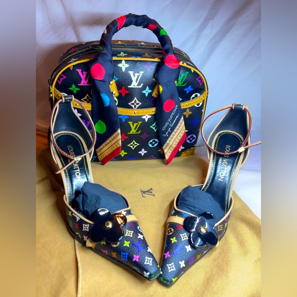 Runway Collection LV  Murakami Black Monogram d’Orsay Stiletto pum